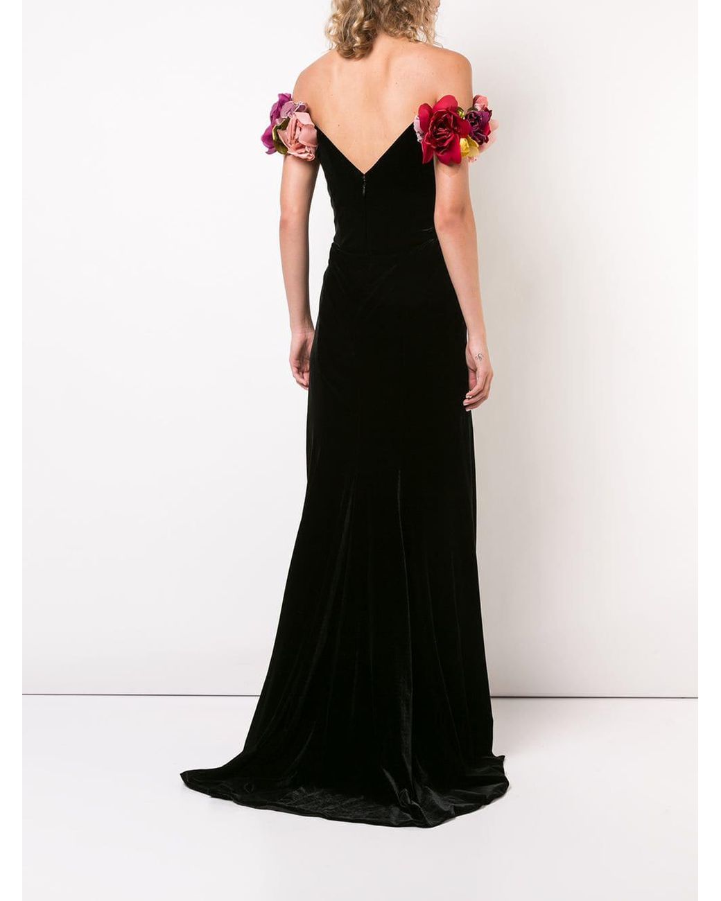 Marchesa Velvet Flower Dress in Black Lyst