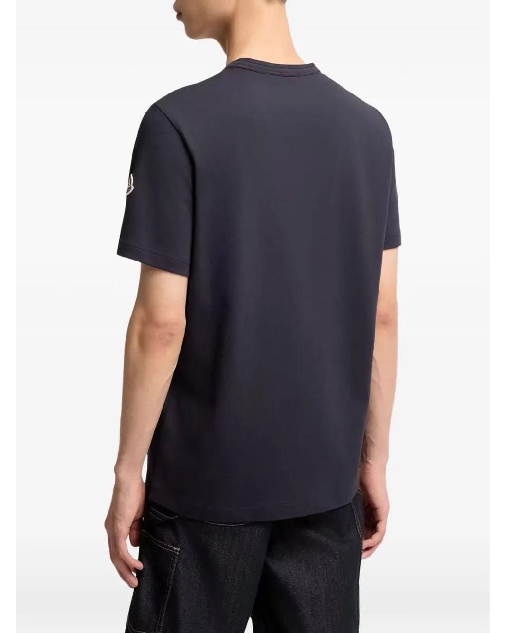 Moncler Blue Cotton Jersey Monogram T-Shirt for men
