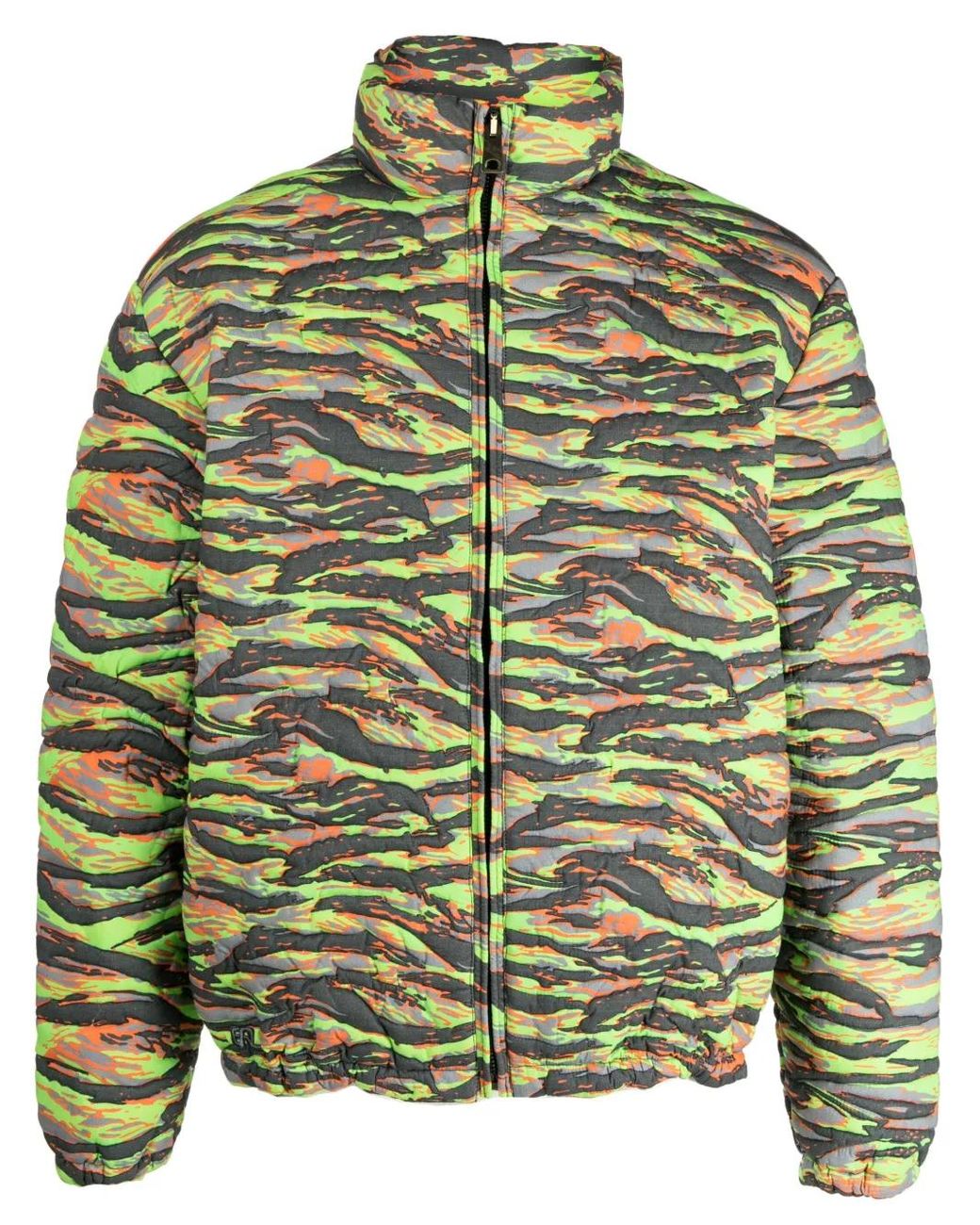 ERL Green Printed Quilted Down Jacket for men