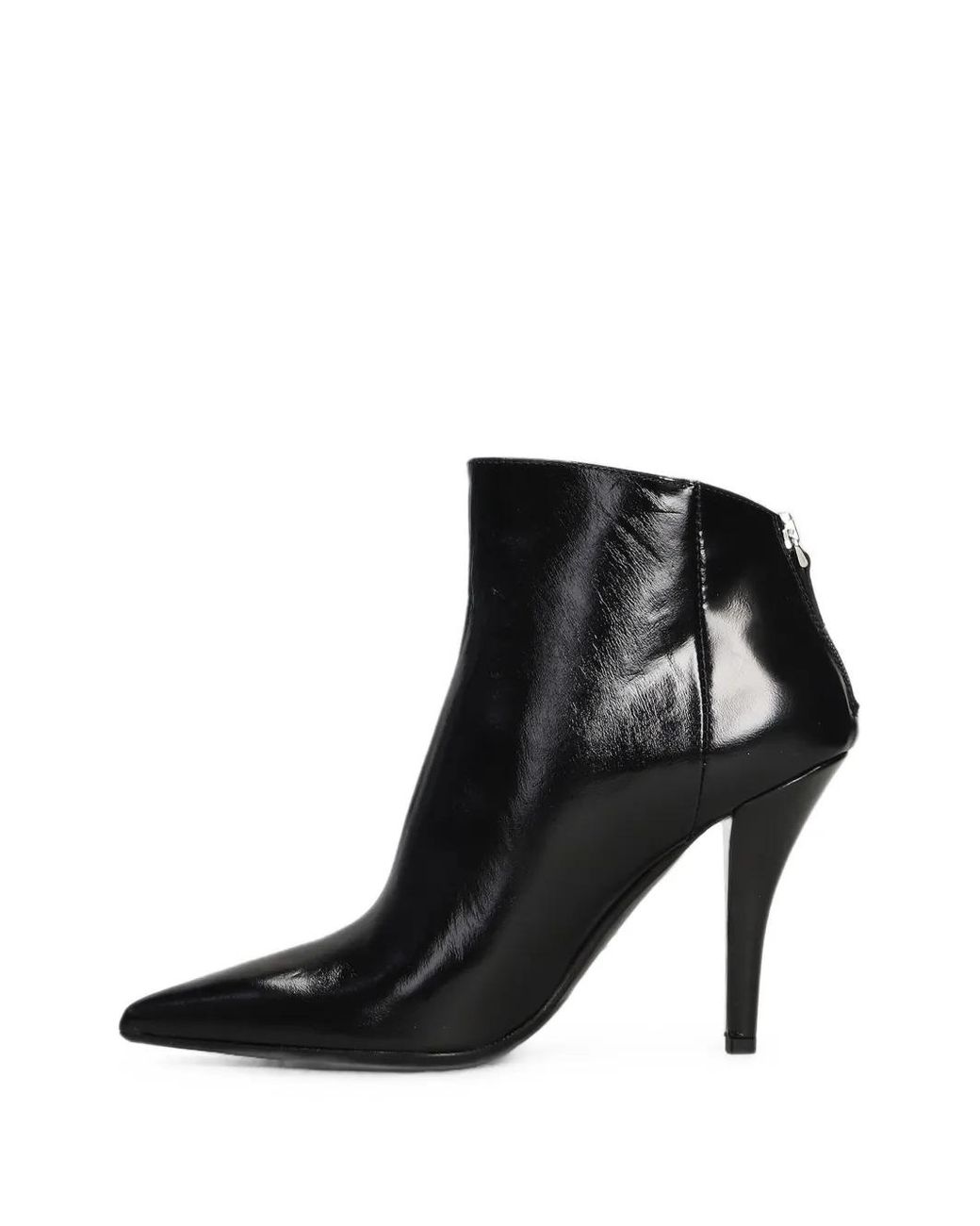 Chantal Black Pointed-Toe Leather Ankle Boots