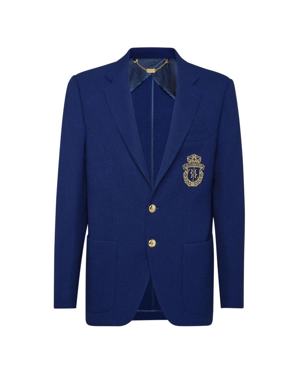 Billionaire Blue Crest-Embroidered Blazer for men