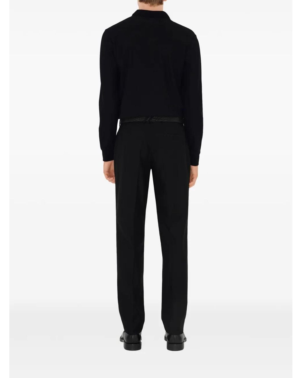 Burberry Black Long-Sleeve Cotton Polo Shirt for men