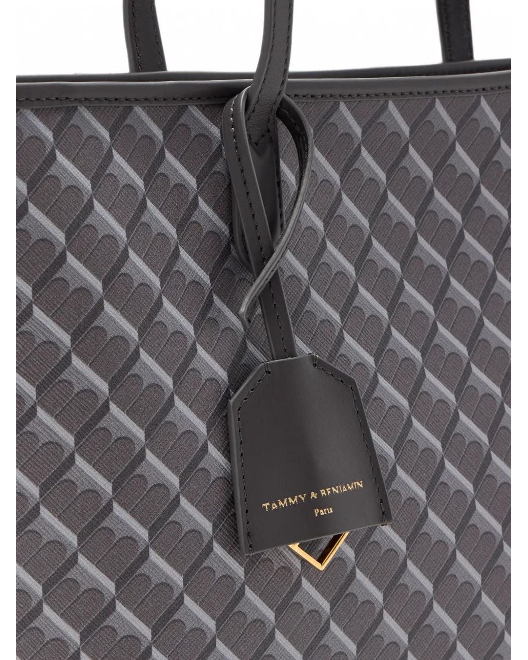 Tammy & Benjamin Black Cabas Zippé À Motif Monogrammé
