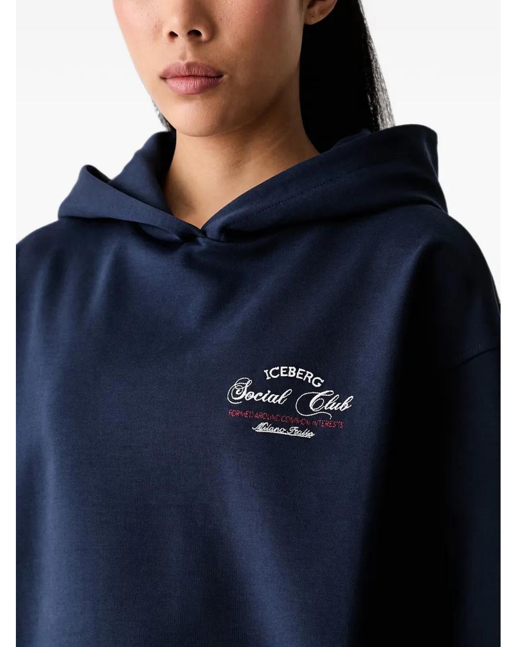 Iceberg Blue Logo-Embroidered Hoodie