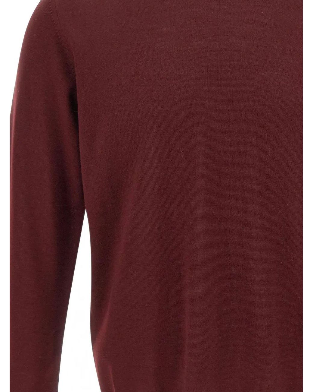 Kangra Red Ribbed-Trim Crew-Neck Sweater for men