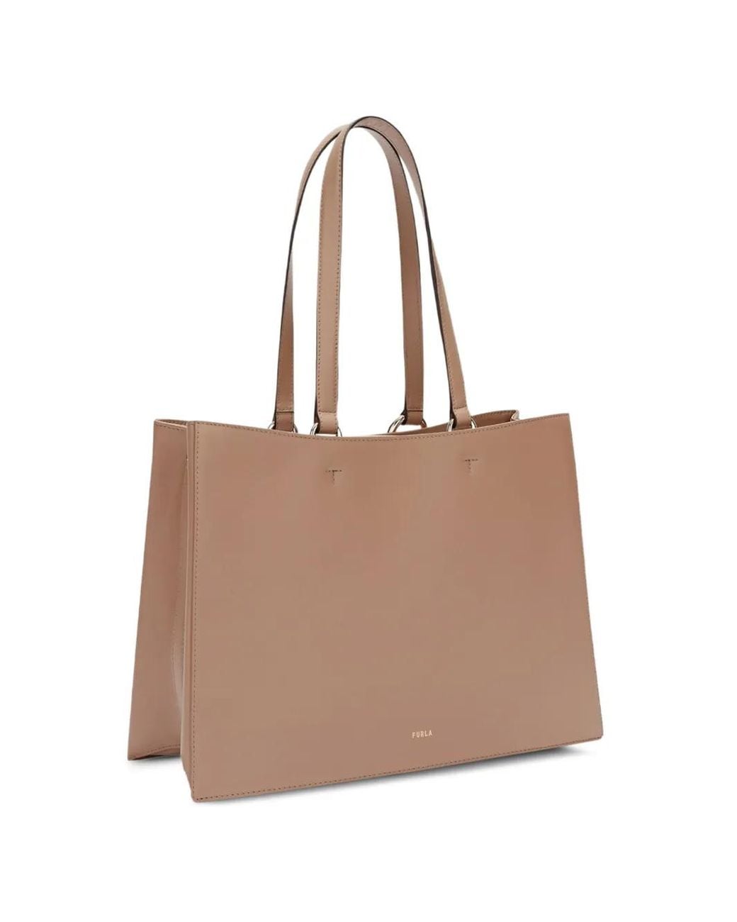 Furla Brown Arch-Detail Leather Tote Bag