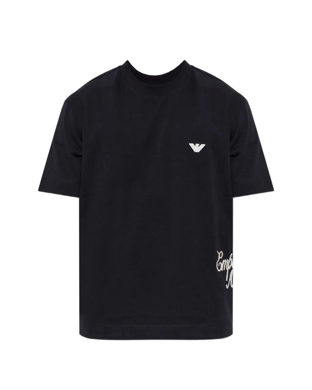 Emporio Armani Black T-Shirt À Logo Brodé for men