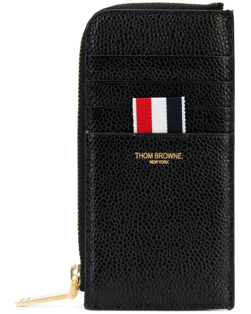 Thom Browne Thoom Browne Black Half Zip Around Wallet In Pebble Grain