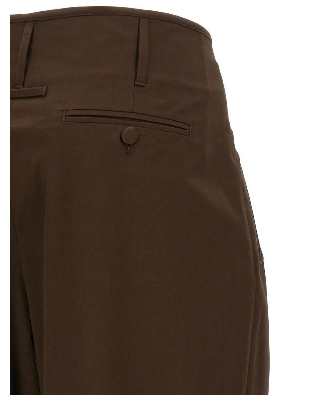 DARKPARK Brown Diana Belt-Loop Turn-Up Trousers
