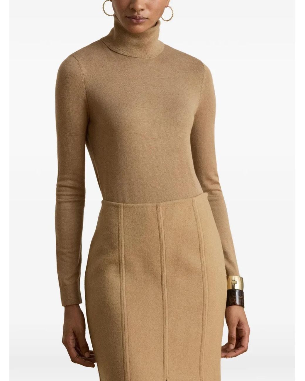 Ralph Lauren Natural Ribbed-Knit Turtleneck Sweater