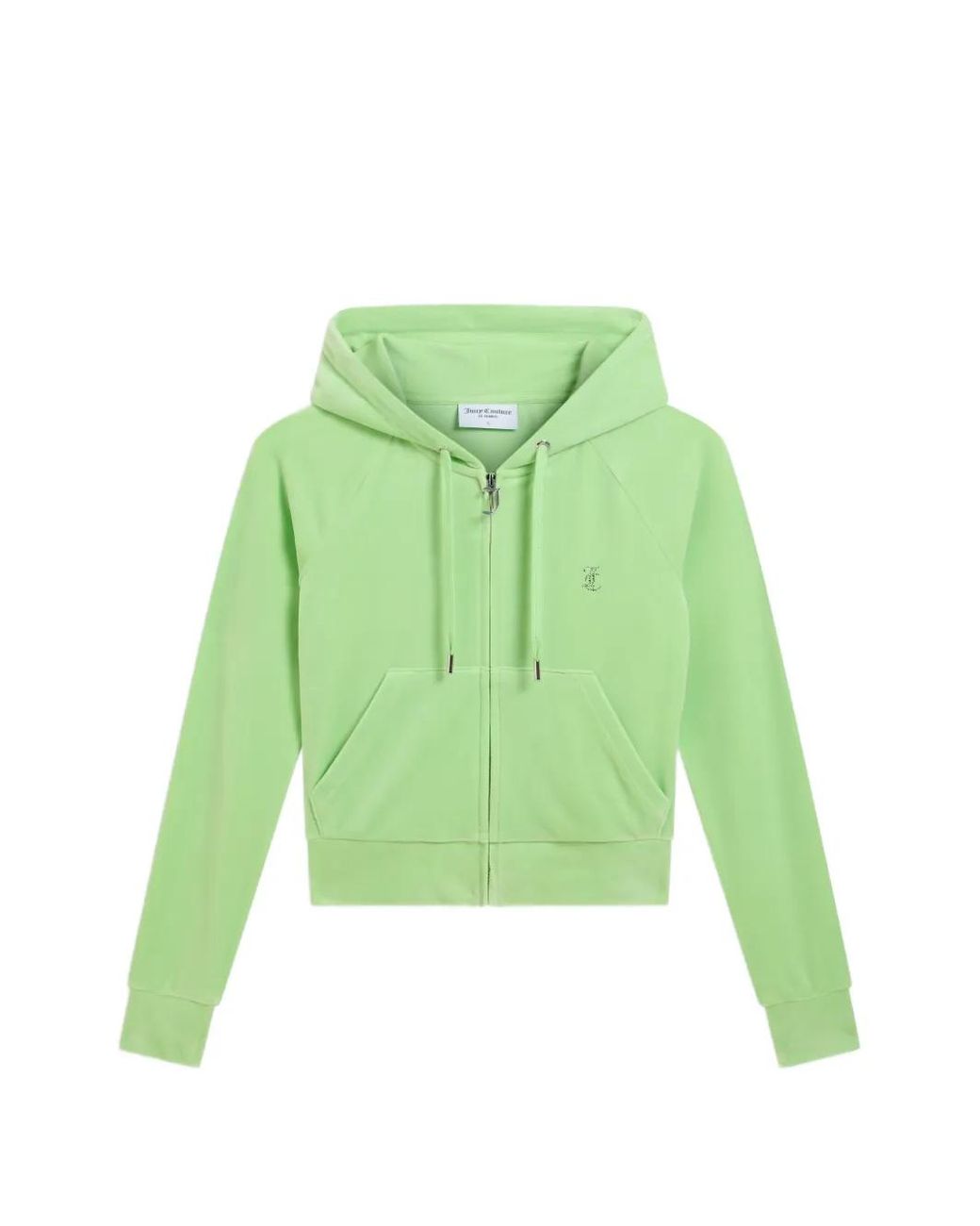 Juicy Couture Green Diamanté Velour Zip-Through Hoodie
