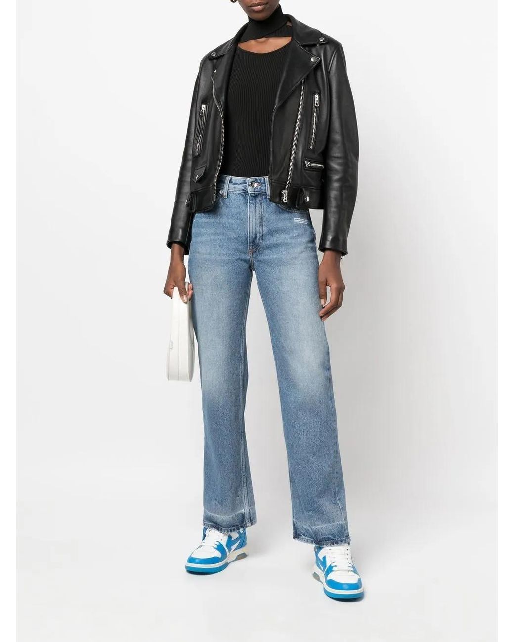 Off-White c/o Virgil Abloh Blue Logo-Patch Straight-Leg Jeans