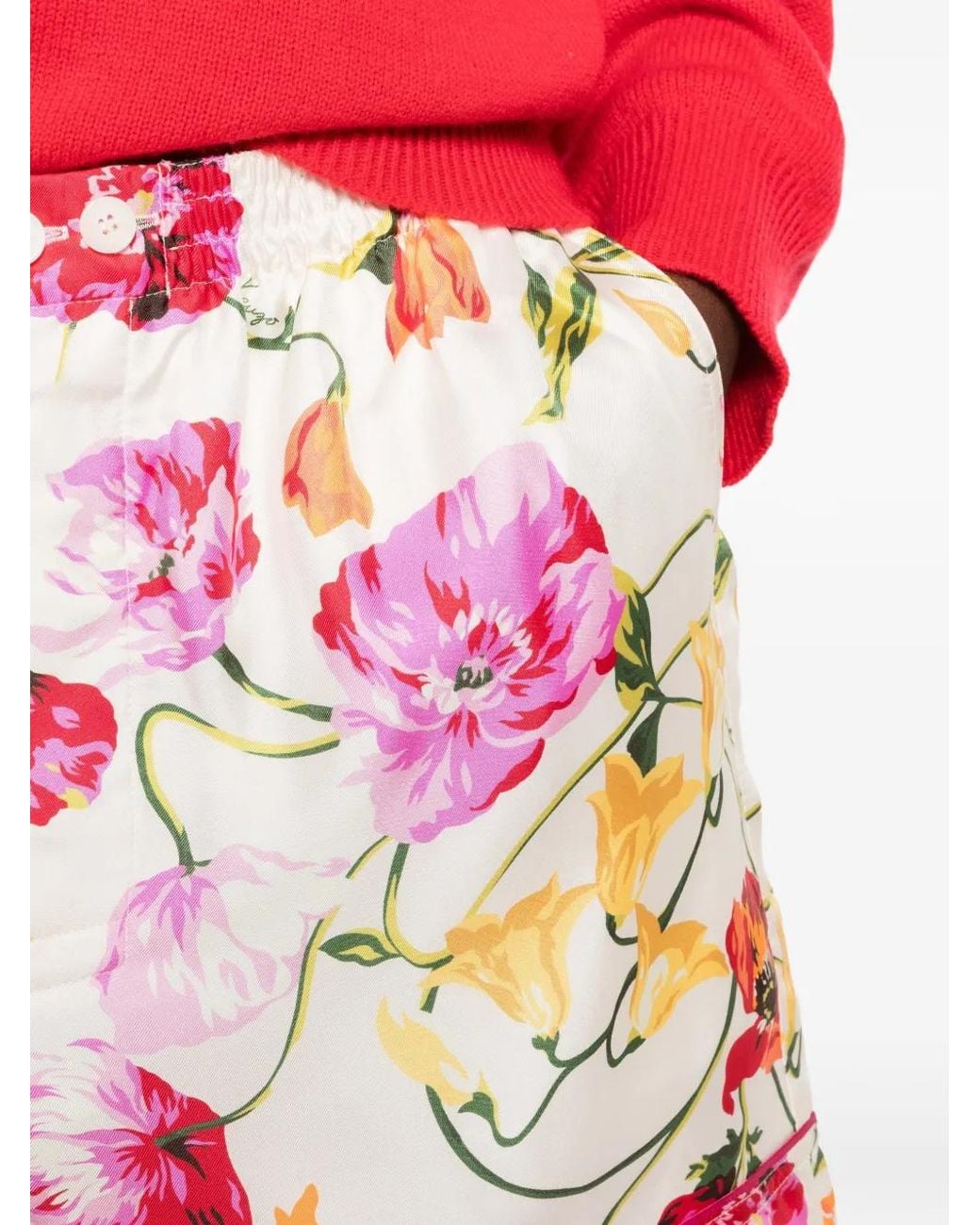 KENZO Pink Floral-Print Pocket Shorts