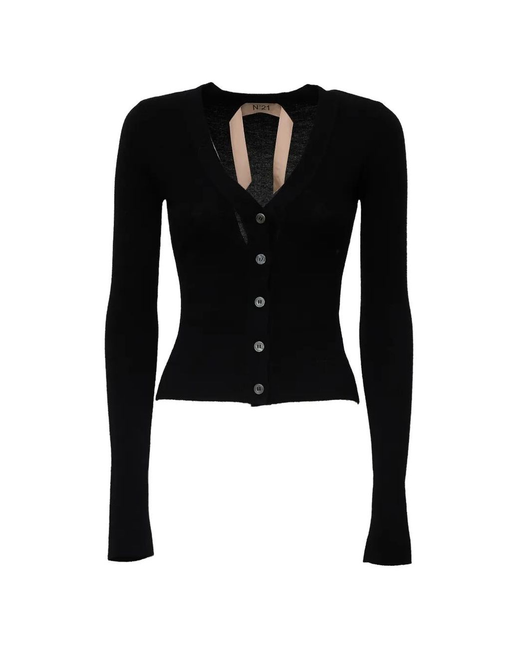 N°21 Black V-Neck Wool Cardigan