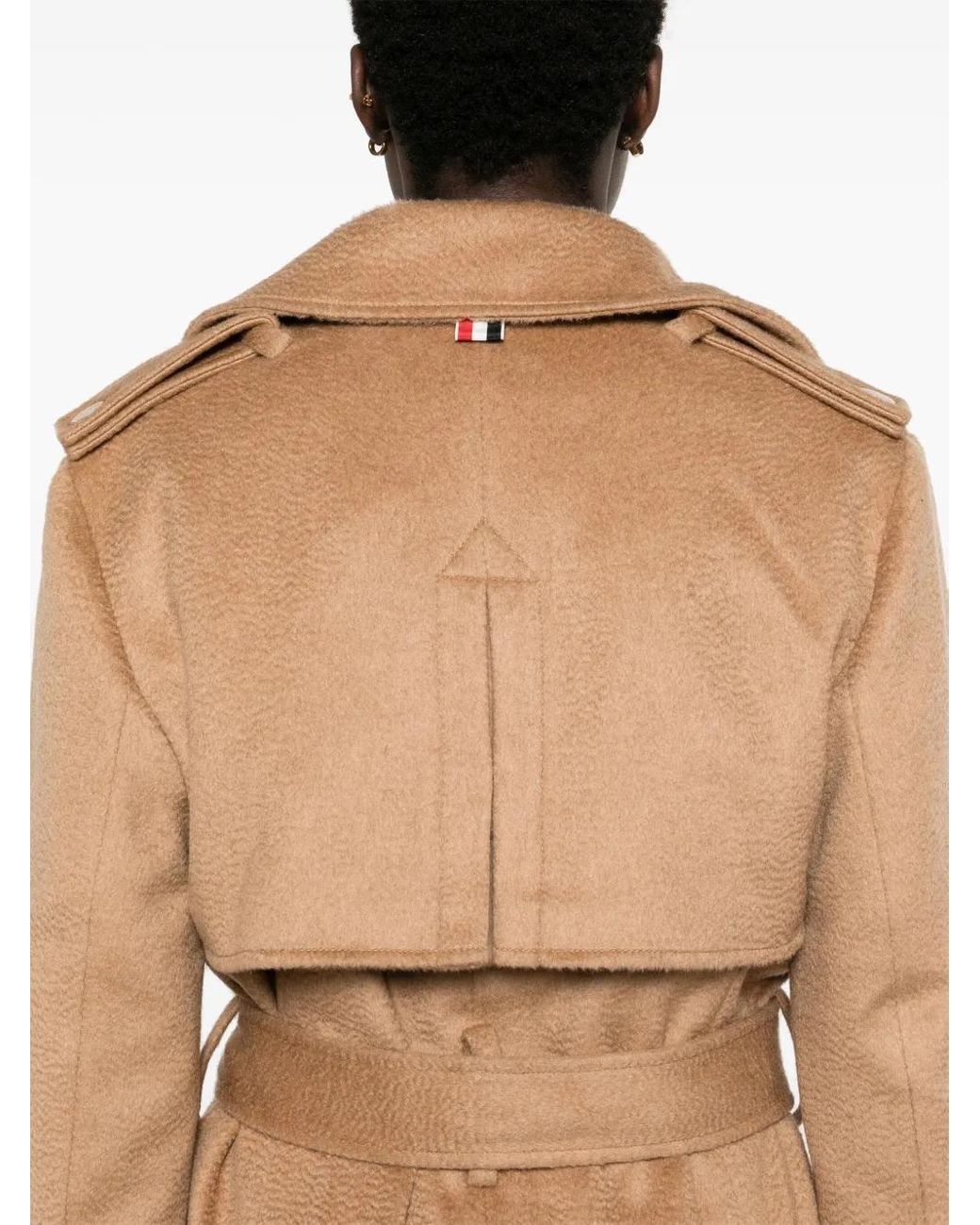 Thom Browne Natural Double-Breasted Coat