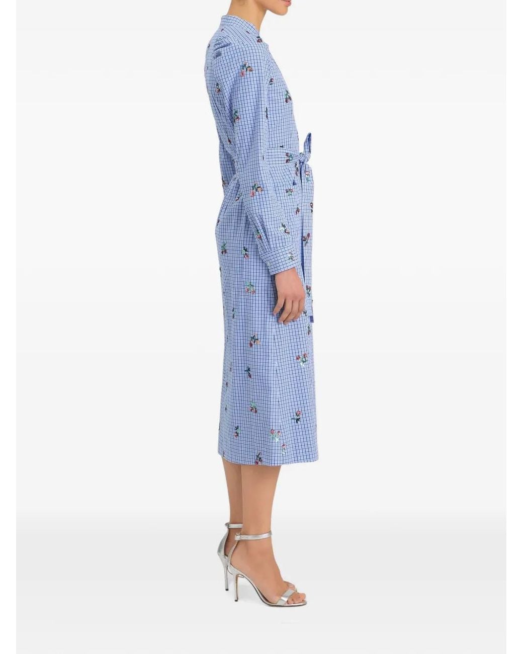 Markarian Blue Gazania Sequin-Embellished Midi Shirt Dress