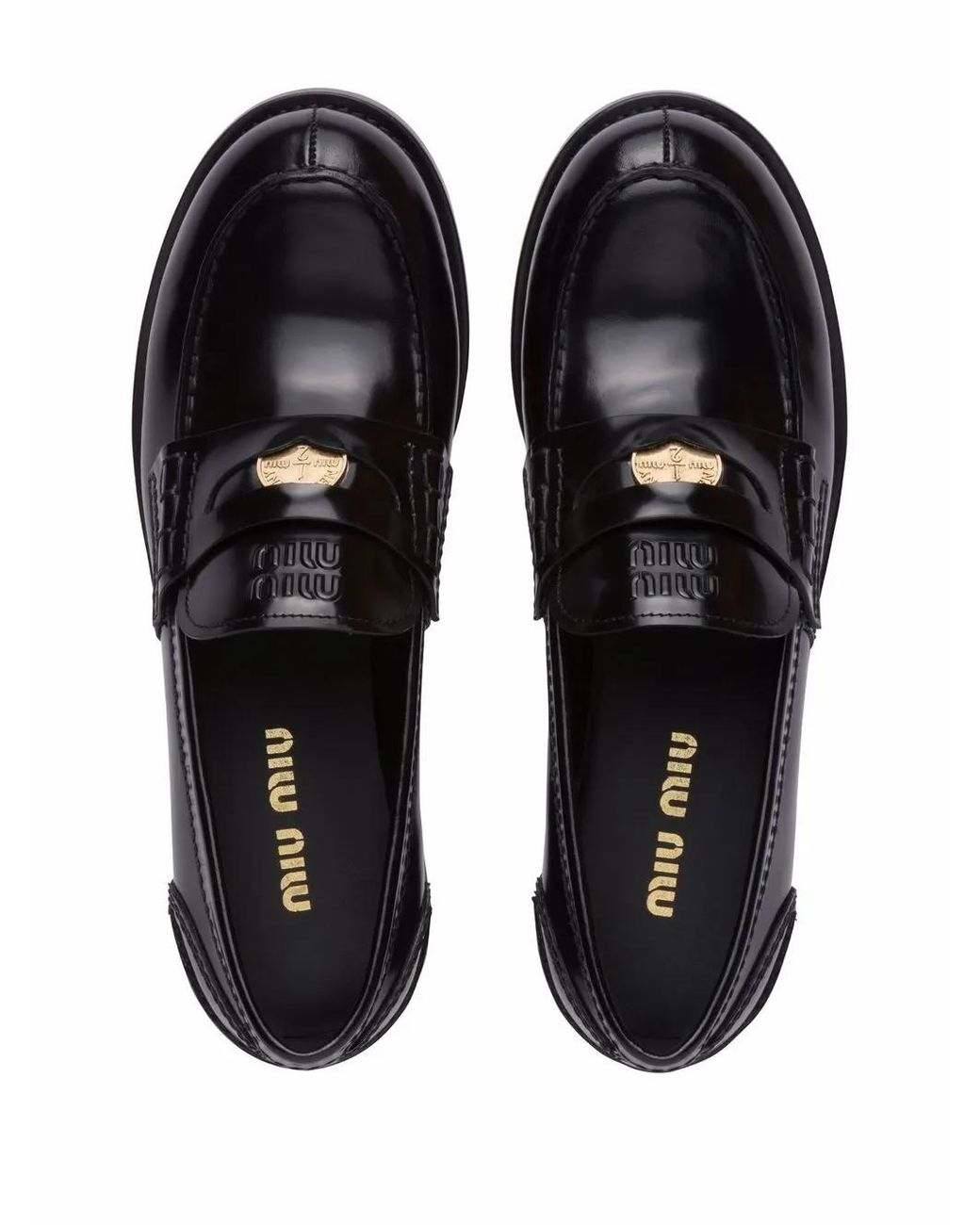 Miu Miu Black Leather Penny Loafers