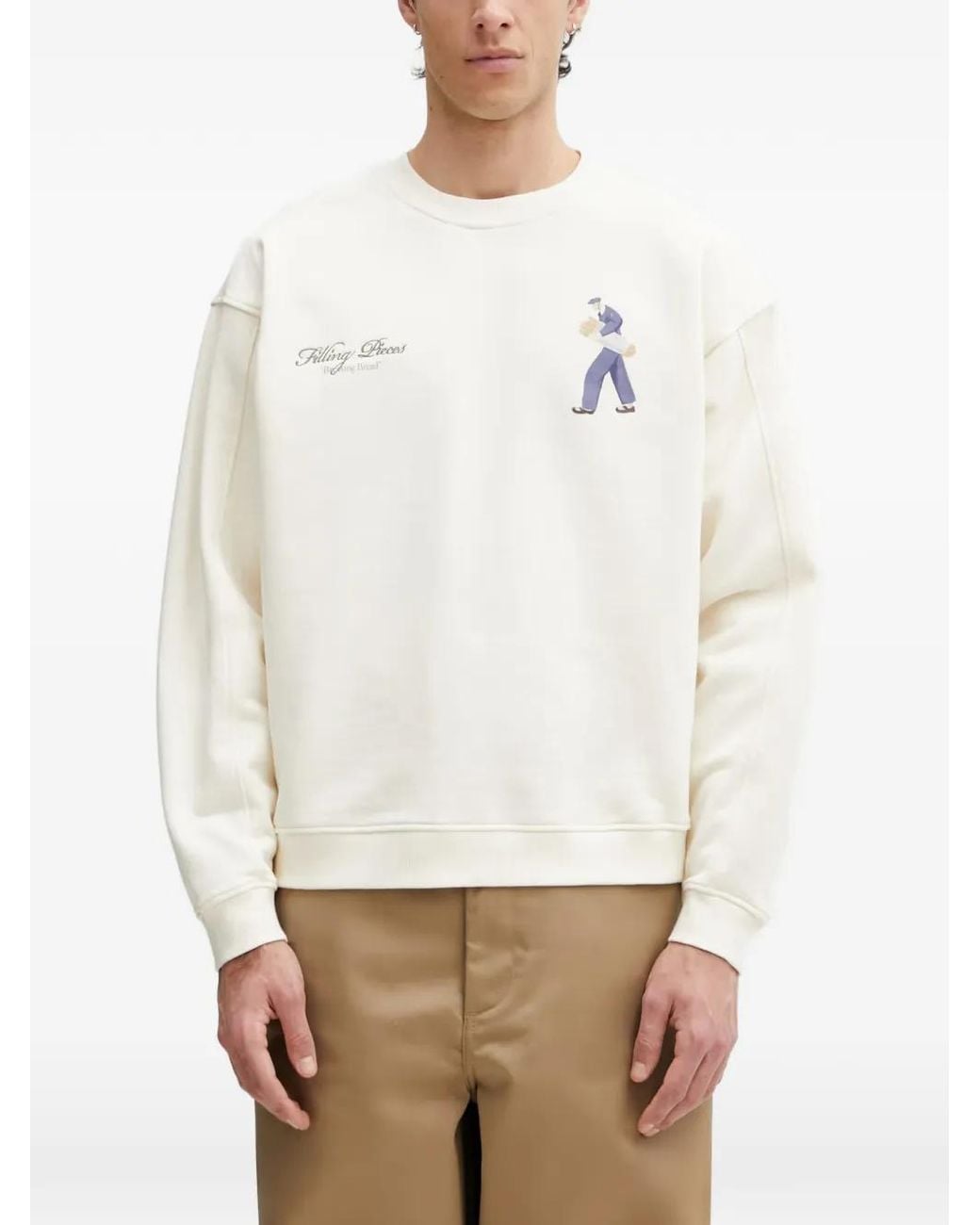 Filling Pieces White Bakery Graphic-Print Sweatshirt for men