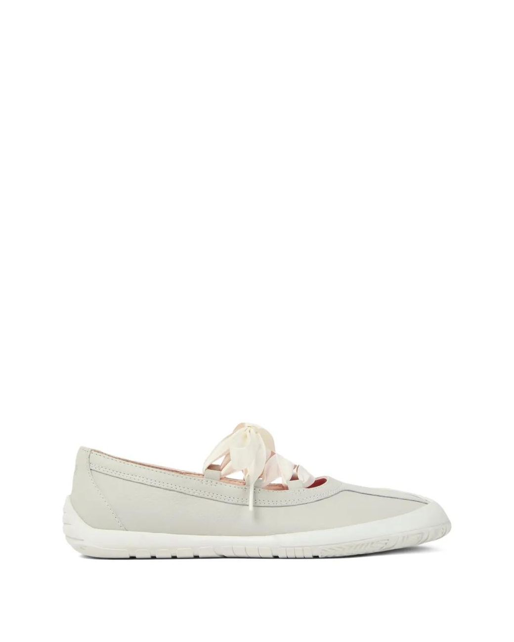Camper White Ribbon Leather Ballet Flats