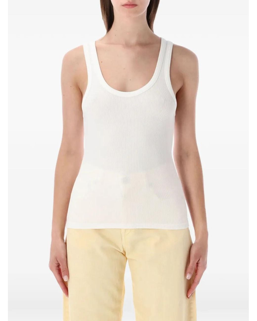 COLORFUL STANDARD White Ribbed Tank Top