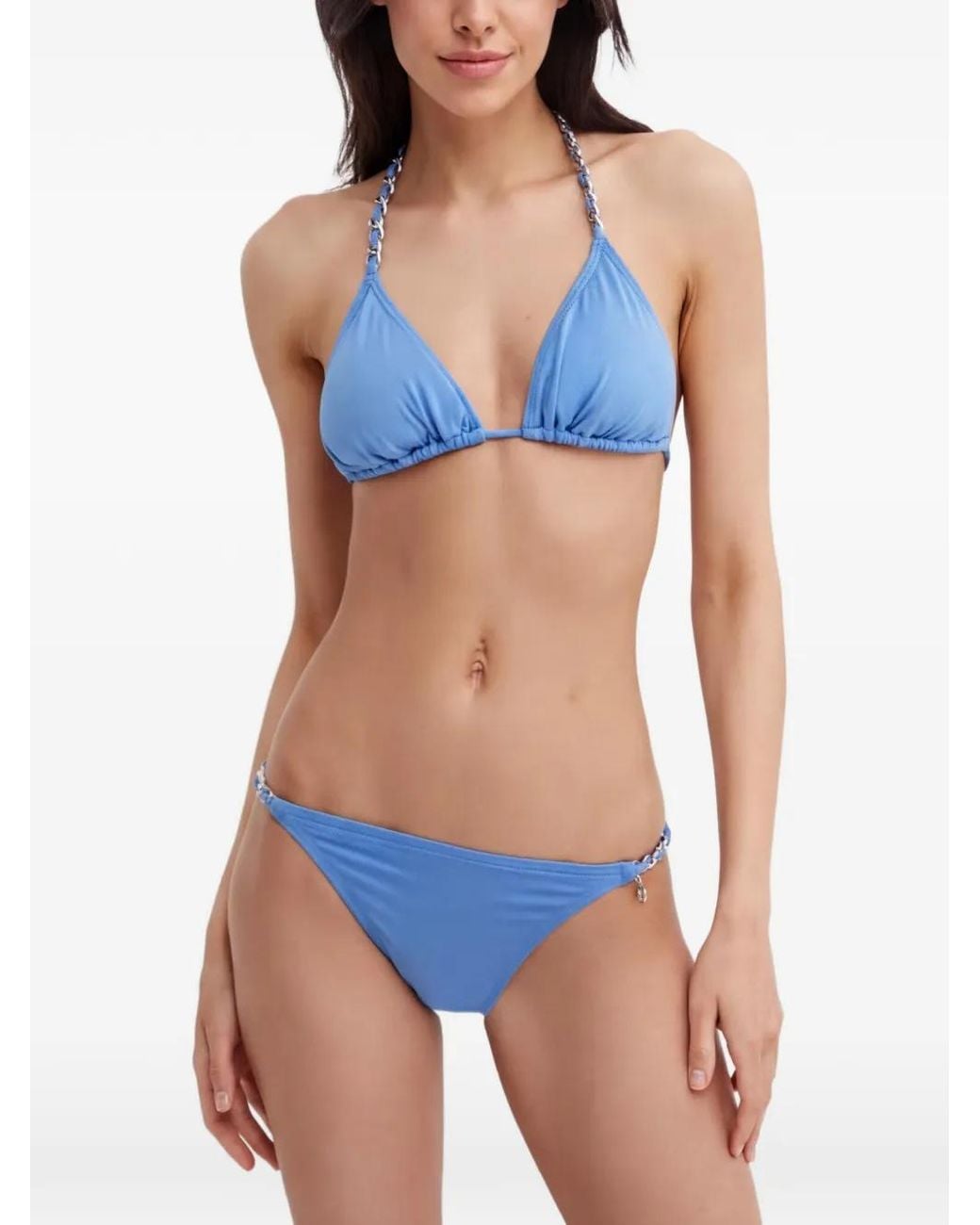 MICHAEL Michael Kors Blue Chain-Link Bikini Top