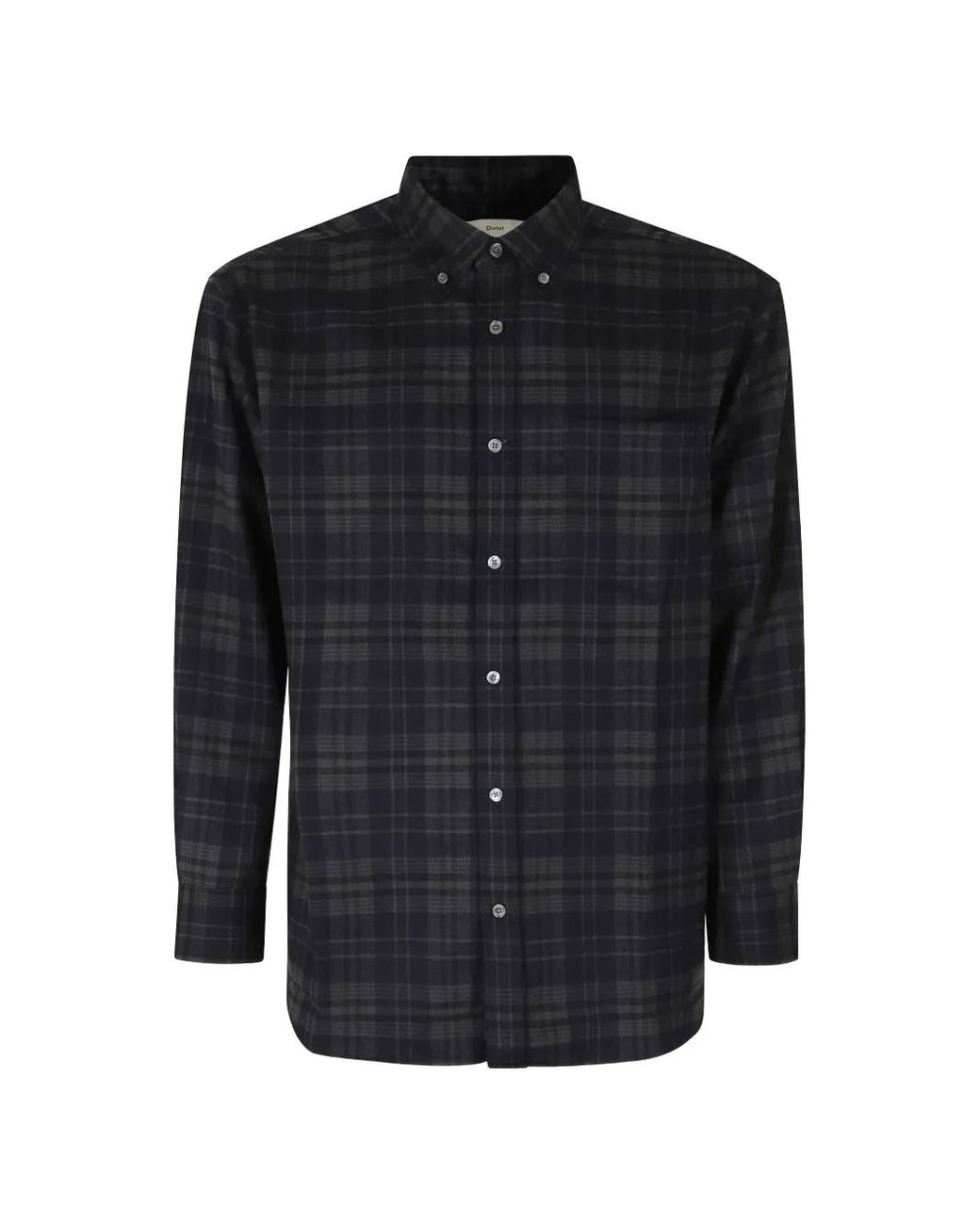 DUNST Black Check-Pattern Button-Down Shirt for men