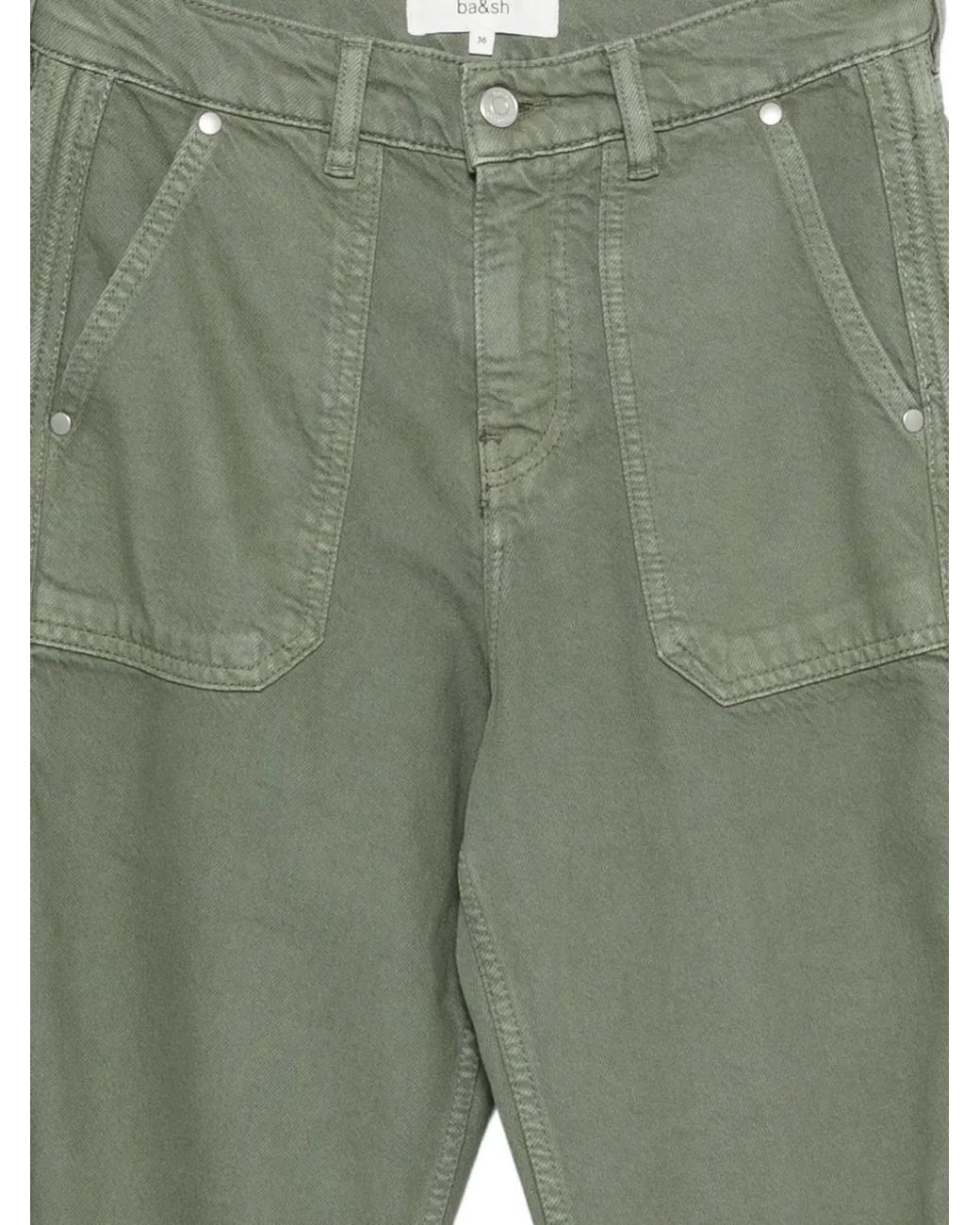 Ba&sh Green Cali Patch-Pocket Trousers