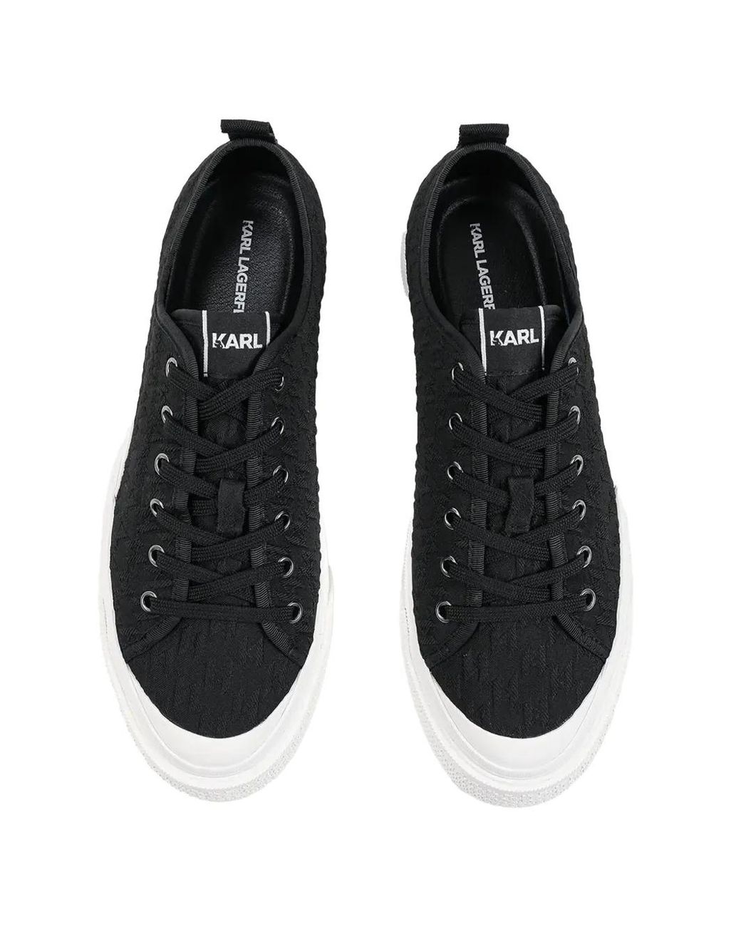 Karl Lagerfeld White Monogram-Jacquard Platform Sneakers for men