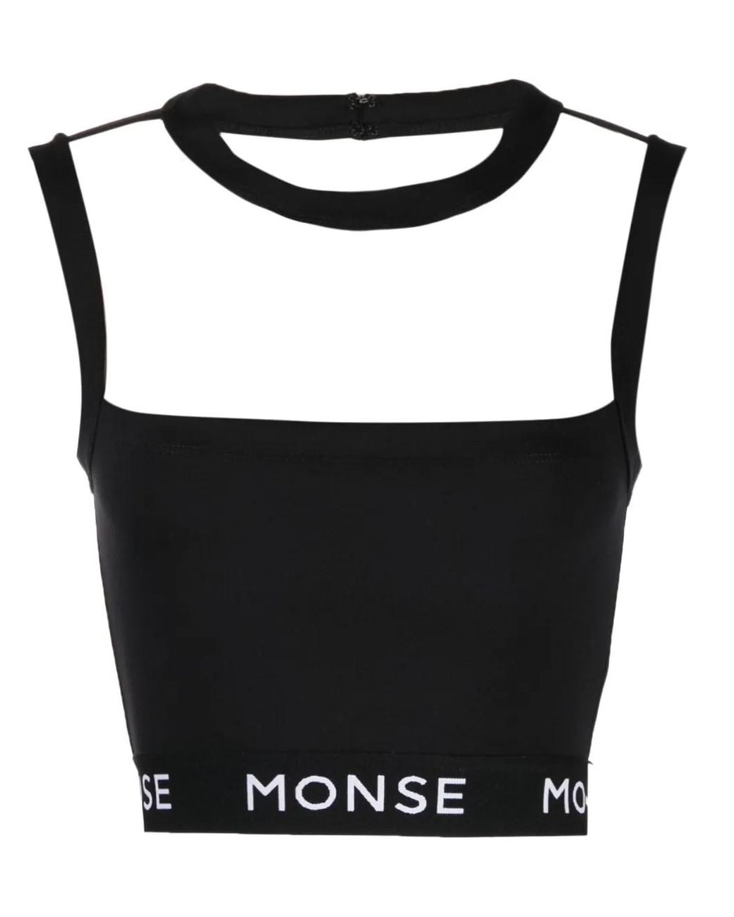 Monse Black Logo-Print Panelled Crop Top