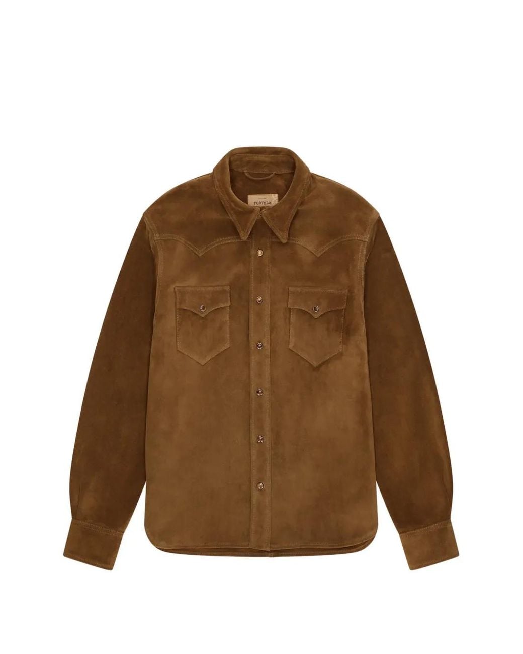 Fortela Brown Ranch Flap-Pocket Leather Jacket for men