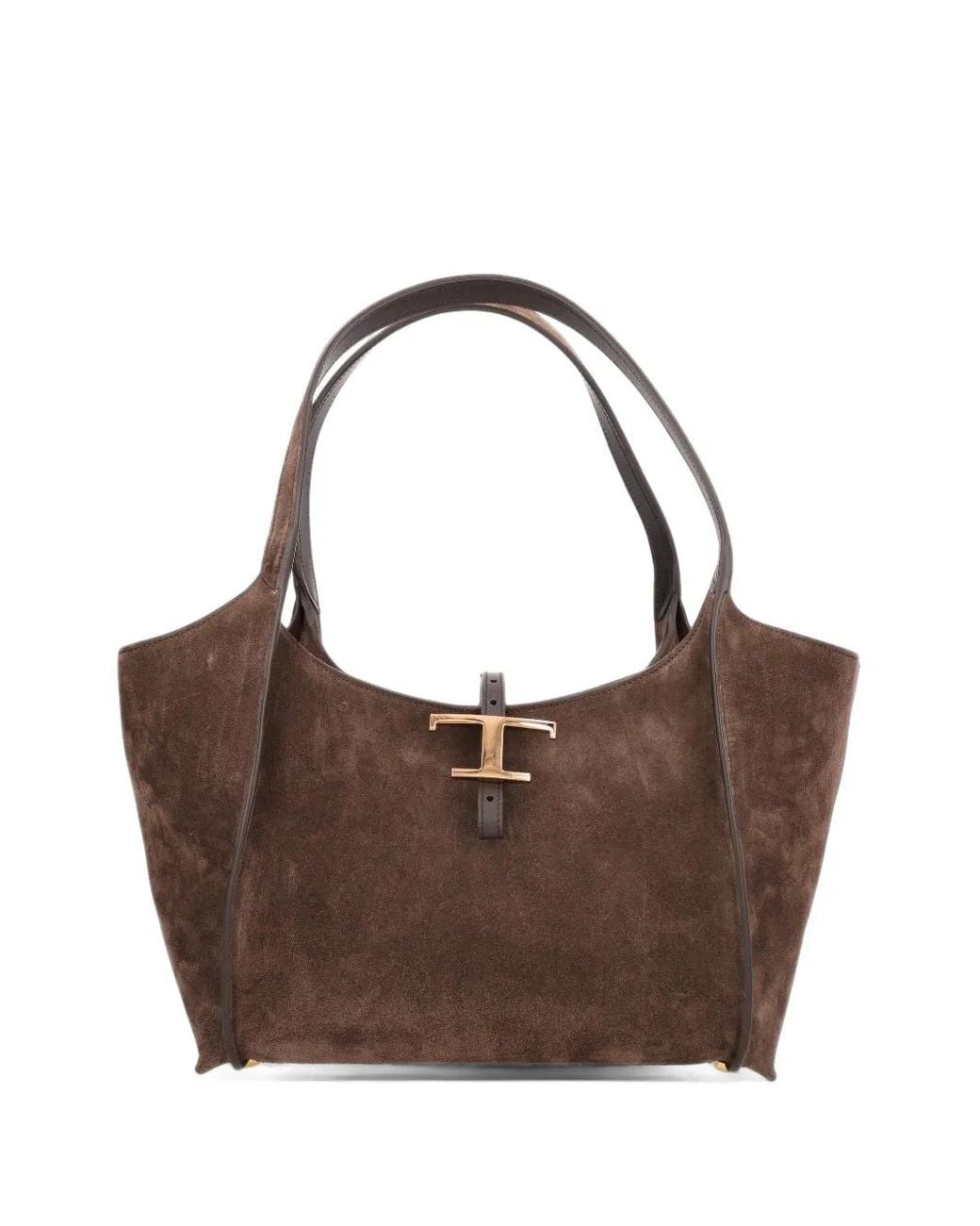 Tod's Brown T Timeless Suede Tote Bag
