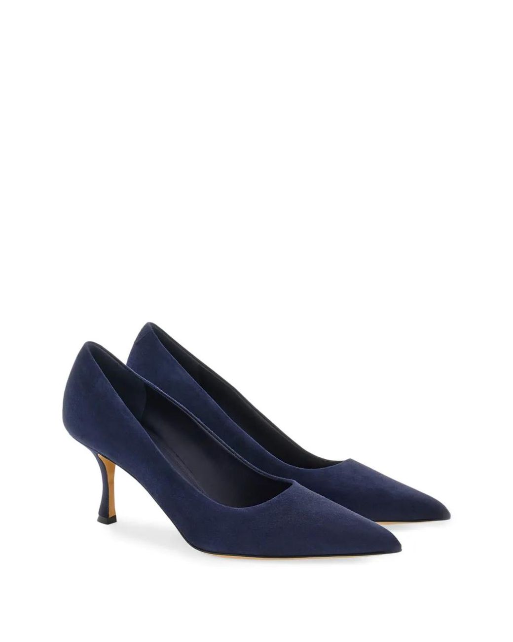 Ferragamo Blue Elydea 70 Suede Heeled Pumps
