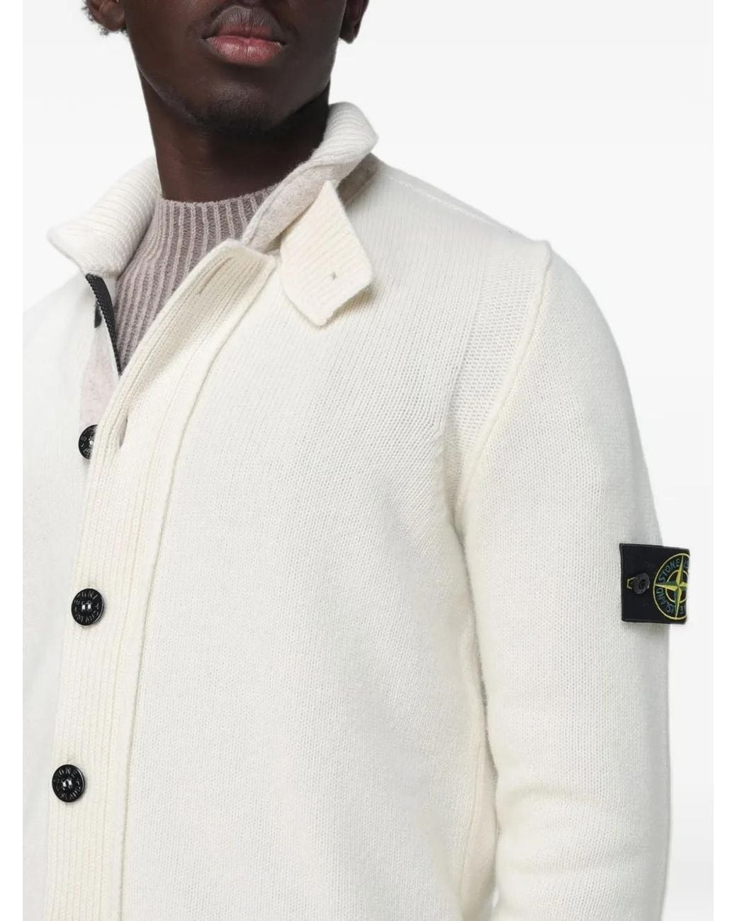 Stone Island White 5100047 Lambswool Jumper for men