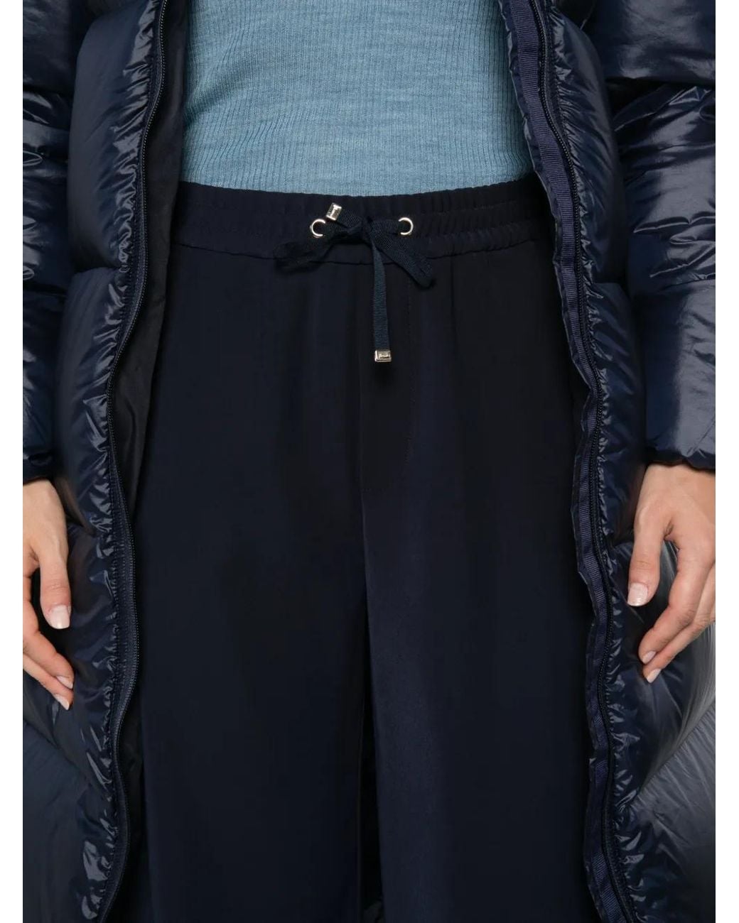 Herno Blue Drawstring Palazzo Pants