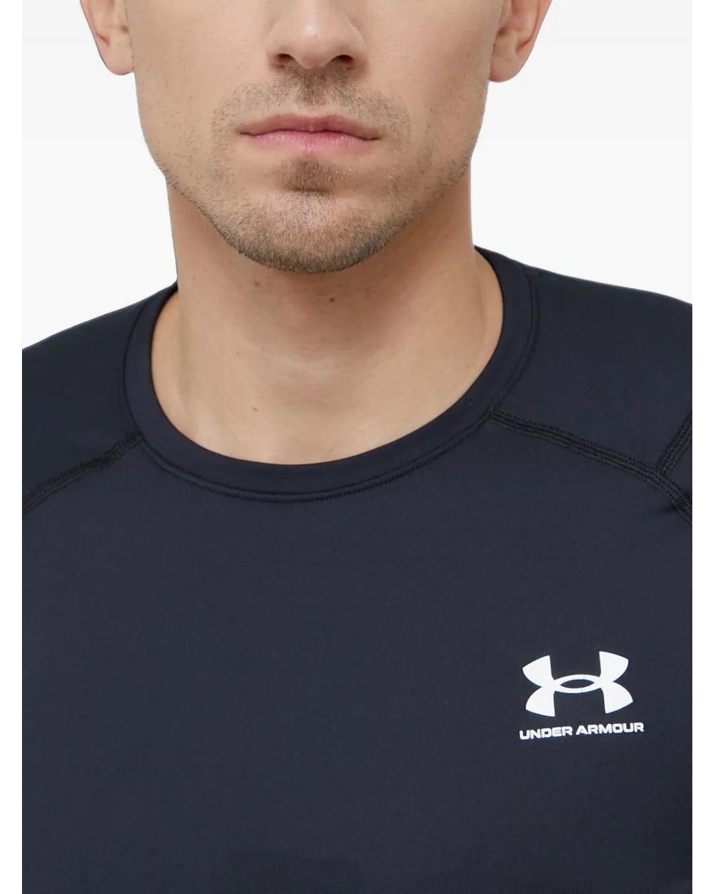 Under Armour Blue Coldgear Logo-Printed Long-Sleeved Compression T-Shirt for men