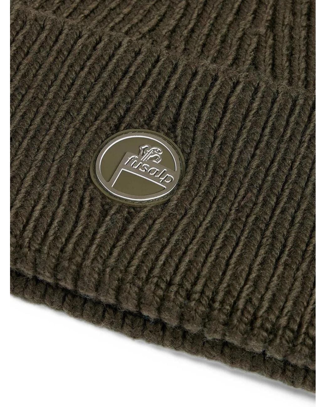 Fusalp Green Ribbed-Knit Logo-Patch Beanie Hat