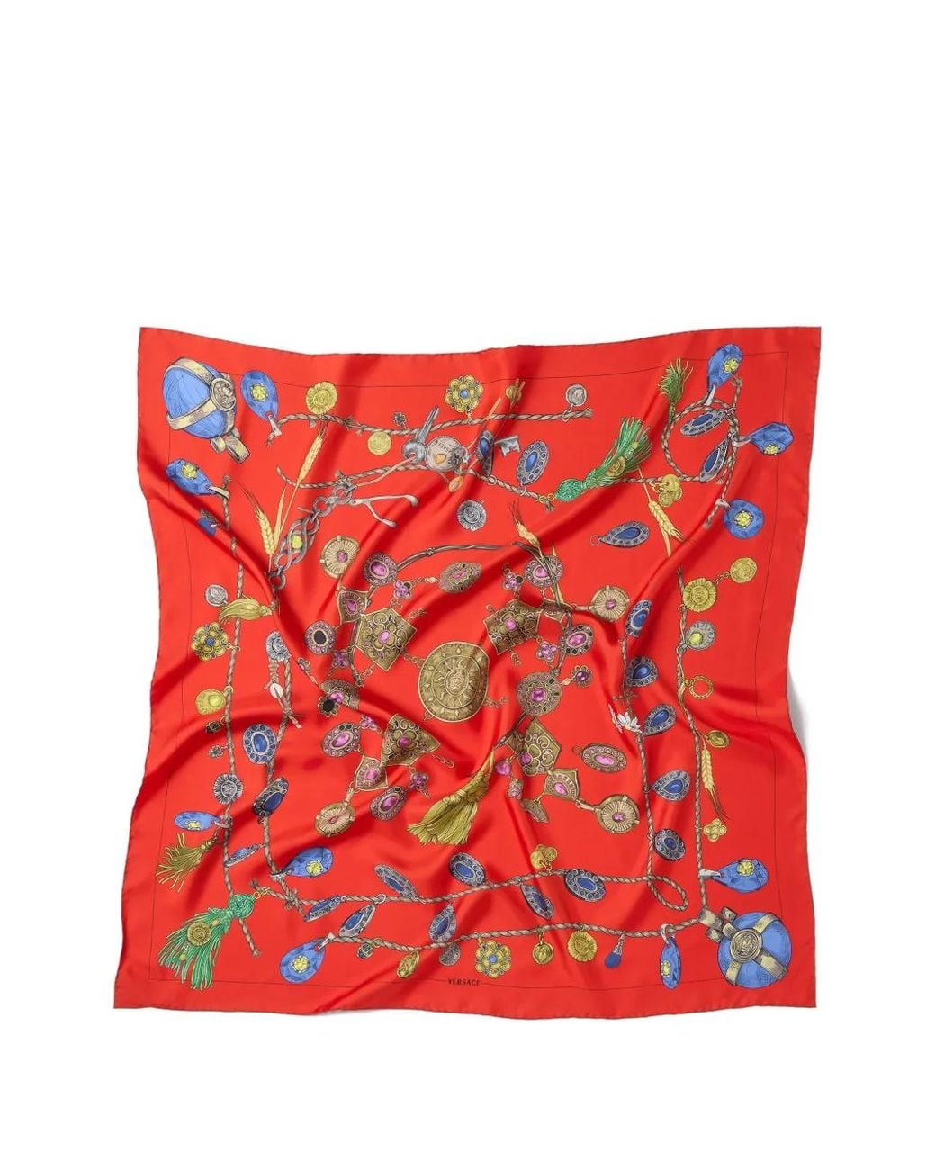 Versace Red Schal Mit Schmuck-Print