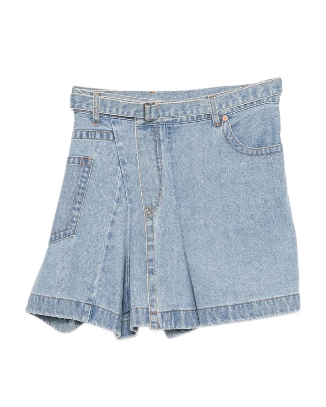 Sacai Blue Belted Denim Skirt