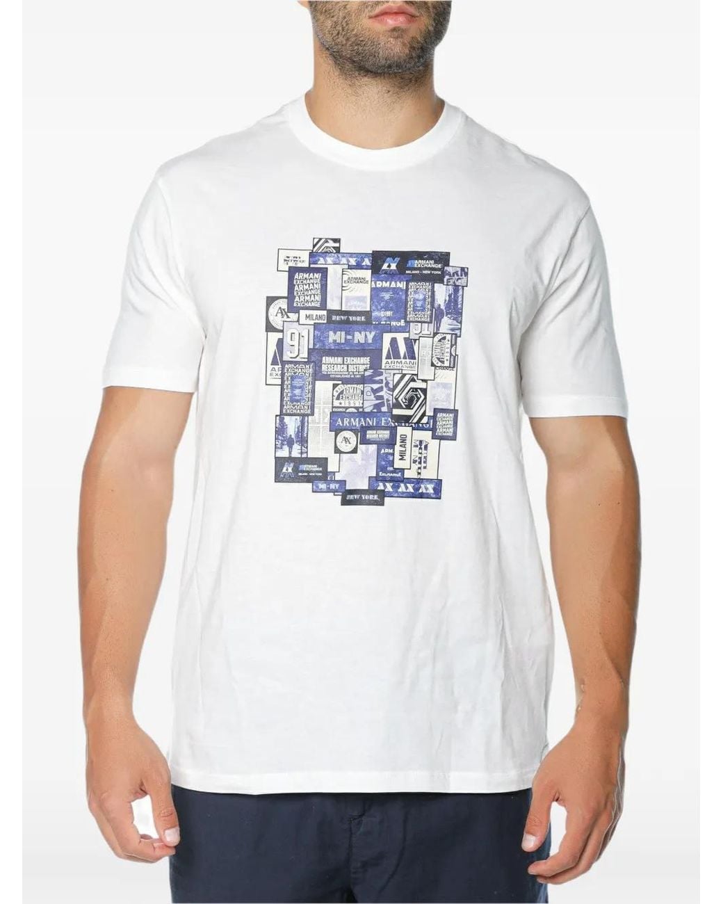 ARMANI EXCHANGE White Graphic-Print T-Shirt for men