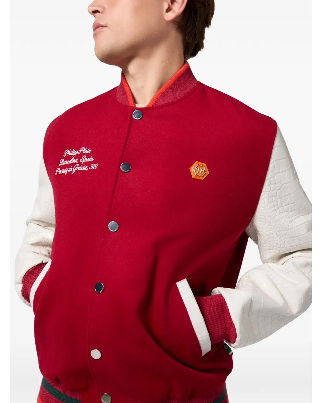 Philipp Plein Red Button-Fastening Bomber Jacket for men