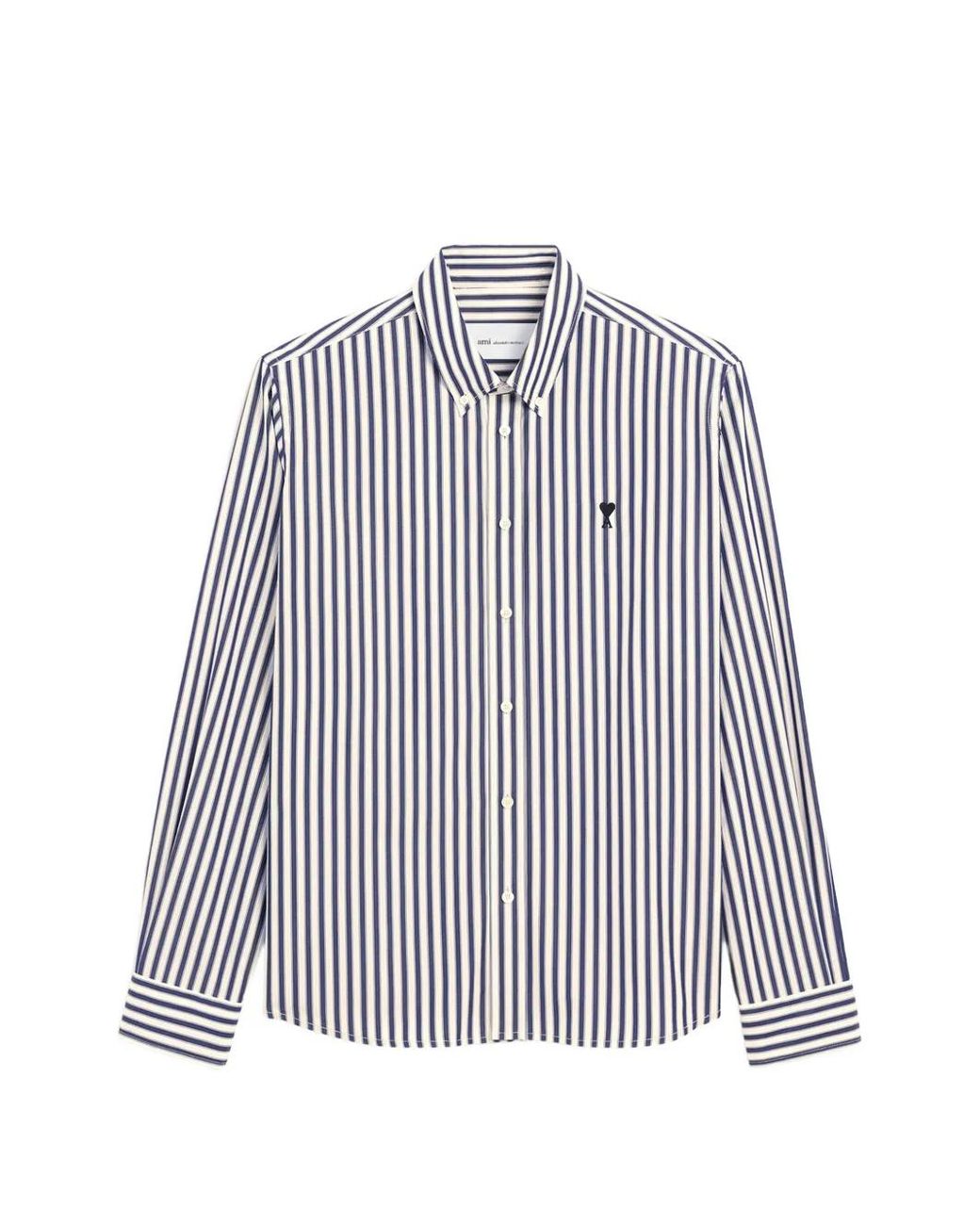 AMI White Striped Cotton Shirt With Ami De Coeur
