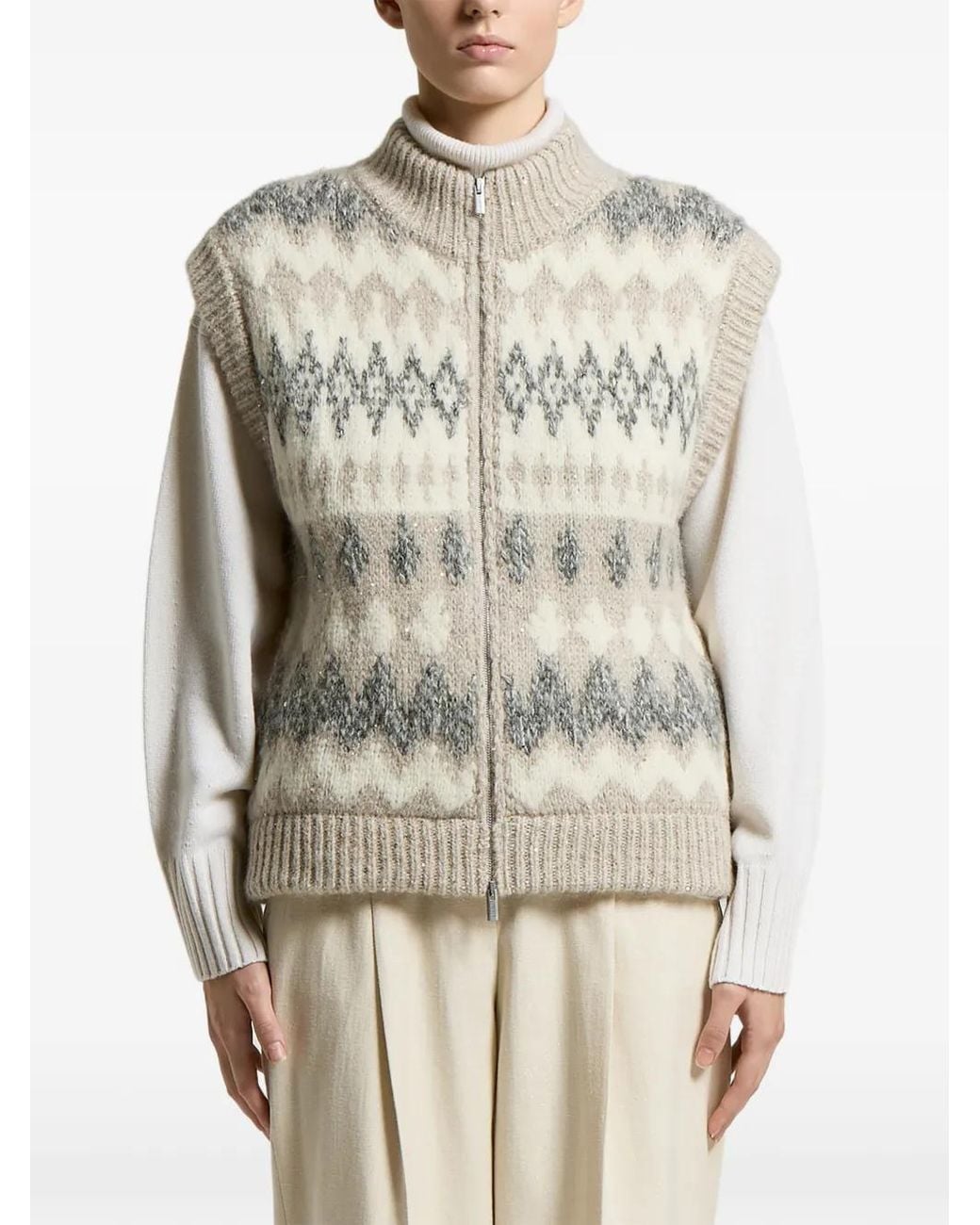 Peserico Natural Sequin-Embellished Waistcoat