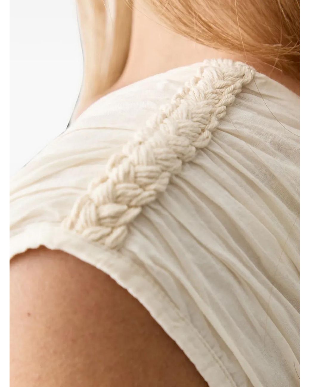 ViCOLO Natural Braided-Detail Tiered Mini Dress
