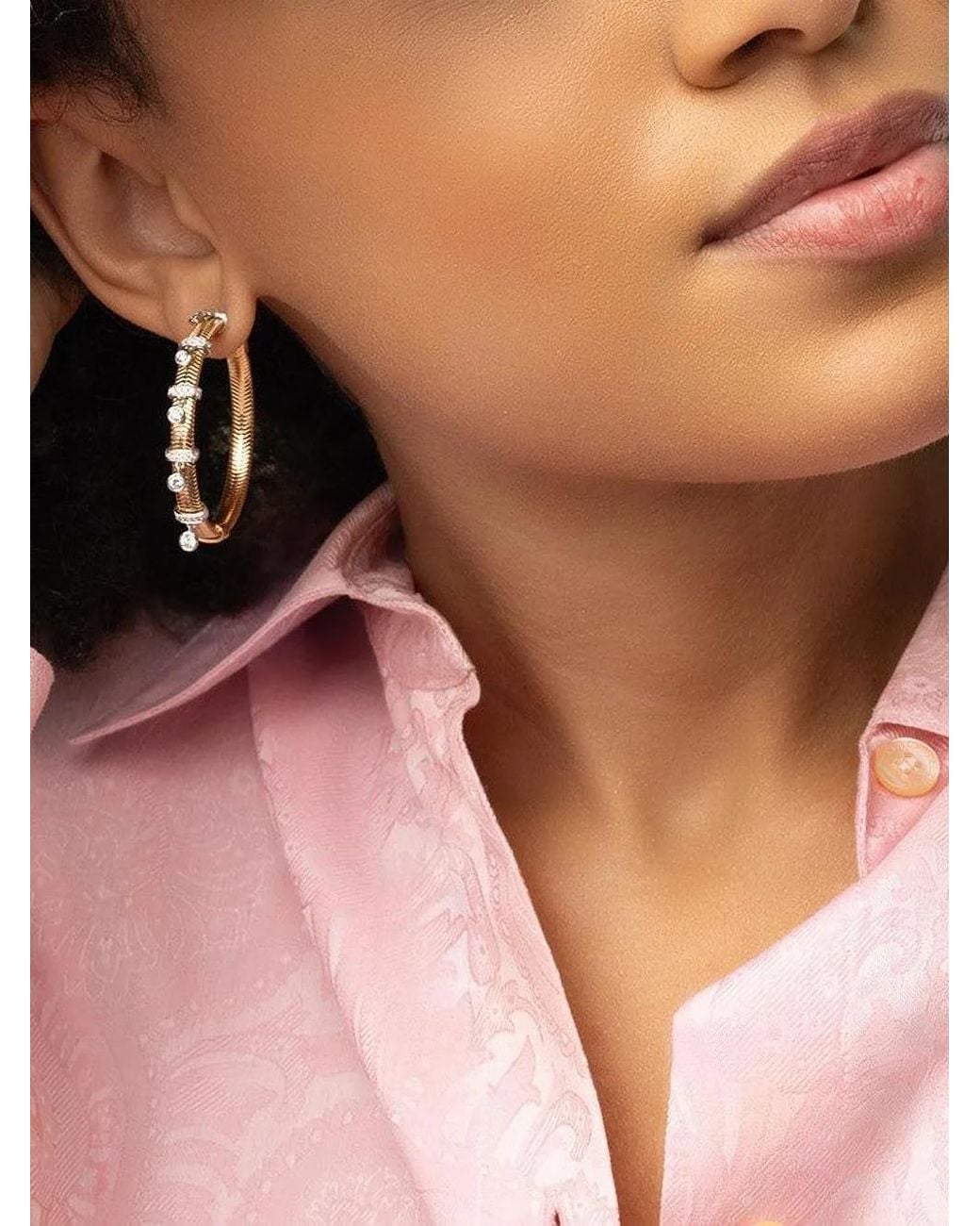 Nikos Koulis Metallic Feelings Diamond Hoop Earrings