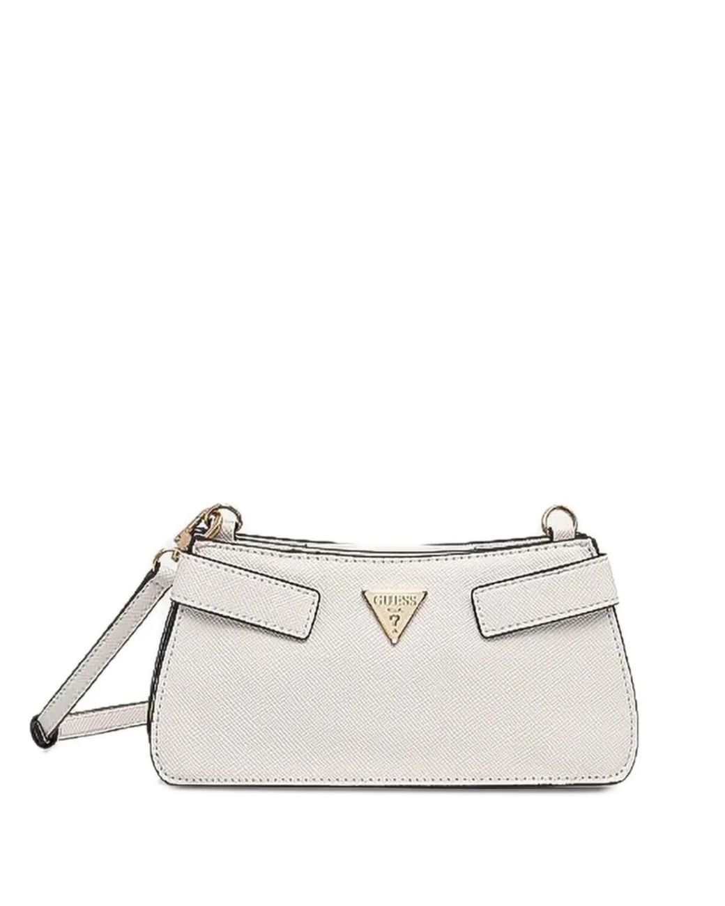 Guess White Serenova Saffiano Mini Crossbody Bag