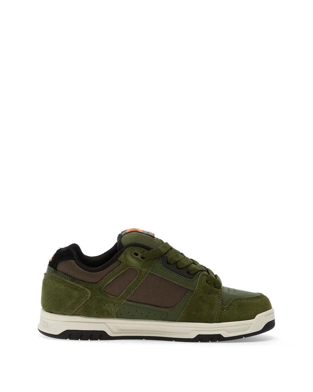 DC Shoes Green Suede-Panelled Perforated Sneakers for men