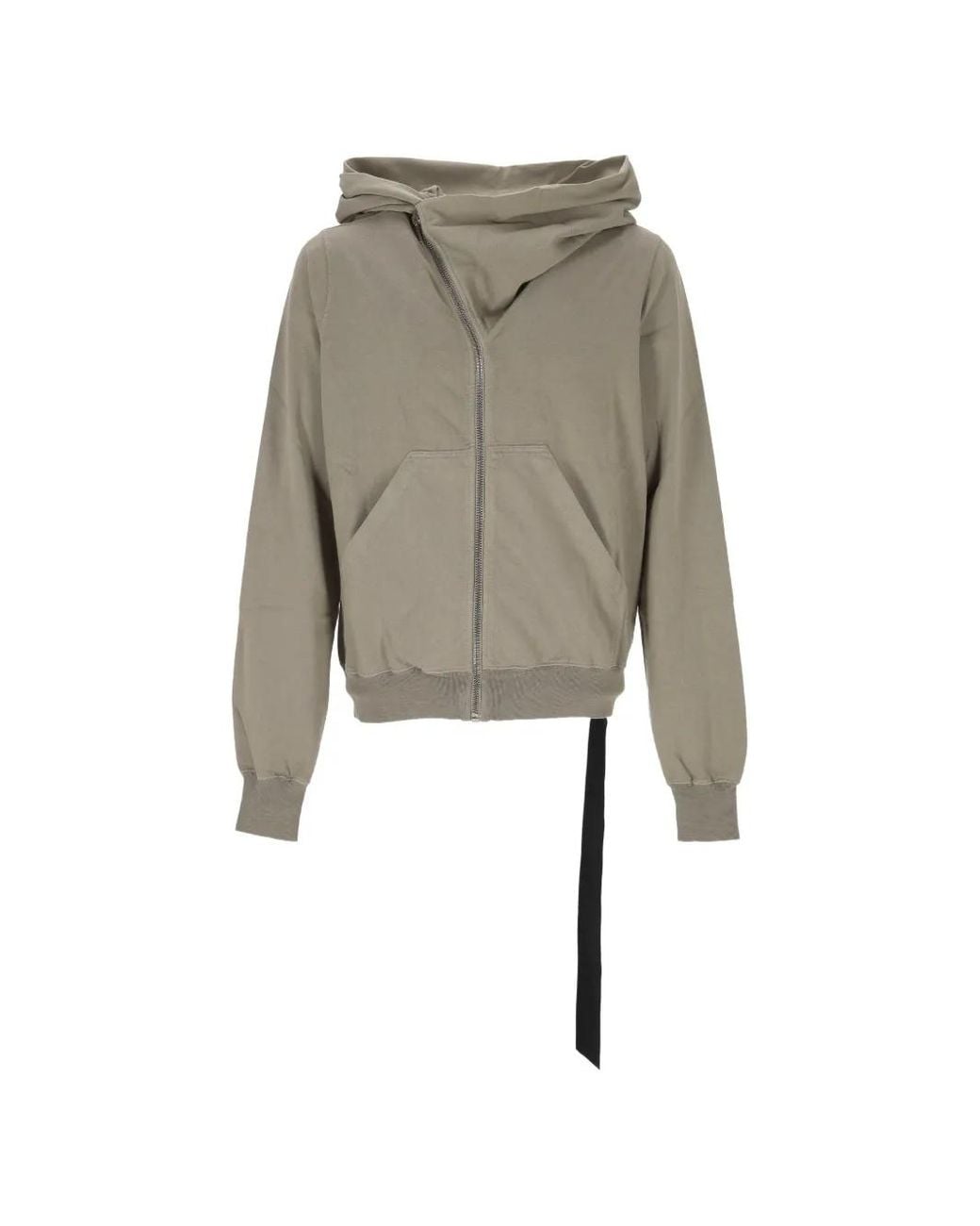 Rick Owens Natural Asymmetric Zip-Up Hoodie for men