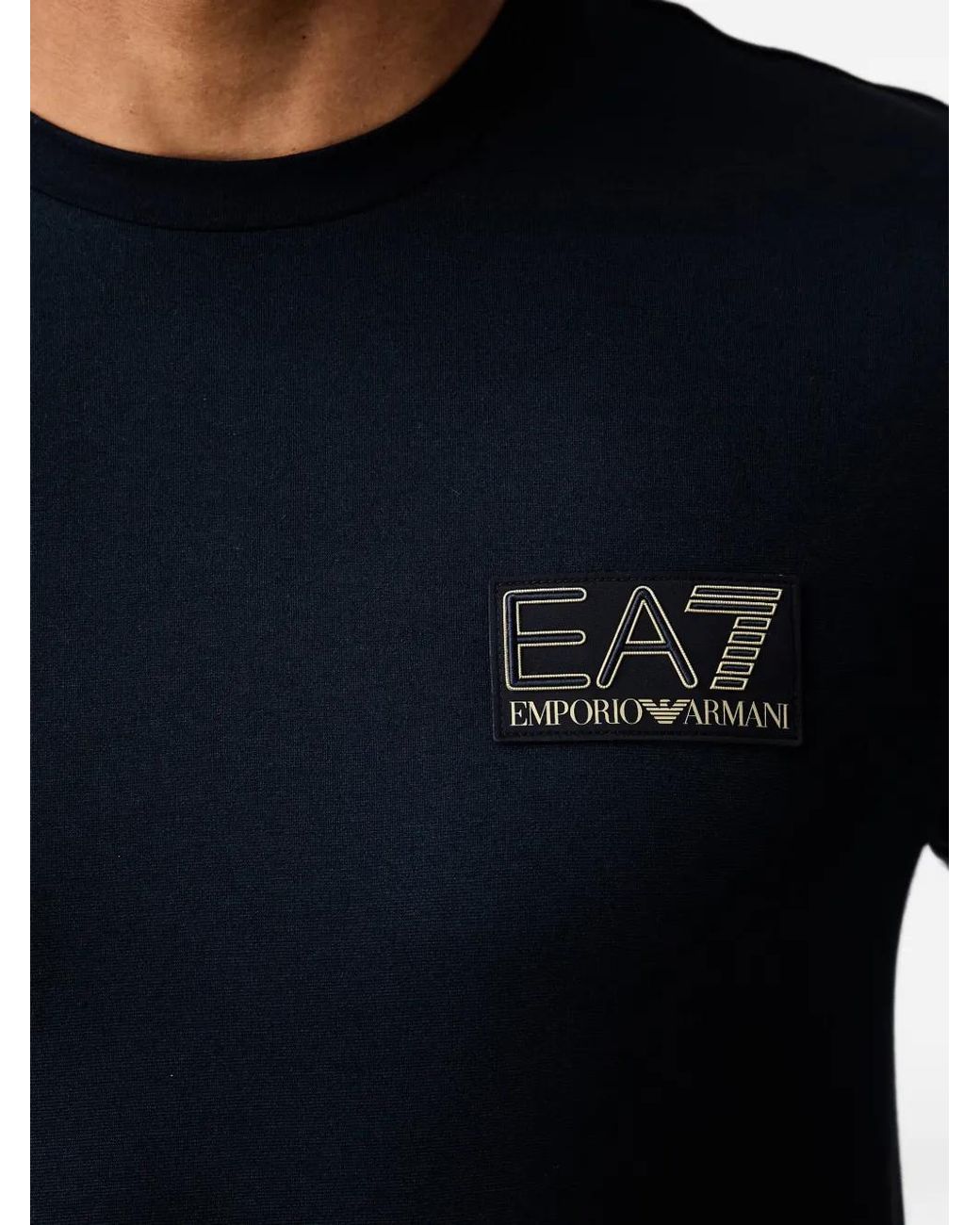 EA7 Blue Logo-Detail T-Shirt for men