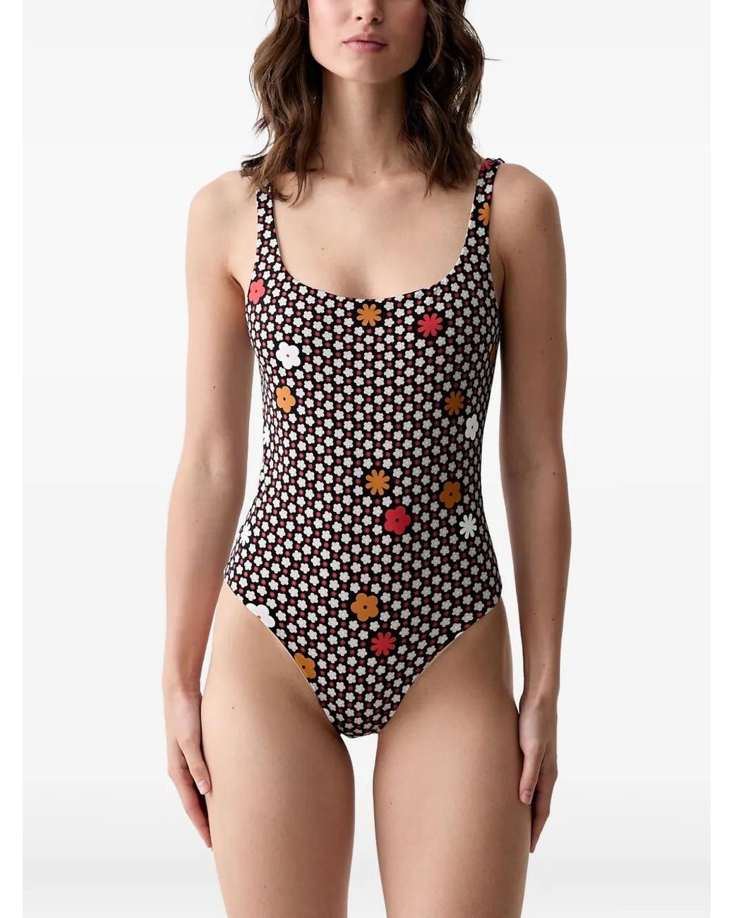 MM6 by Maison Margiela Natural Floral-Print Reversible Swimsuit