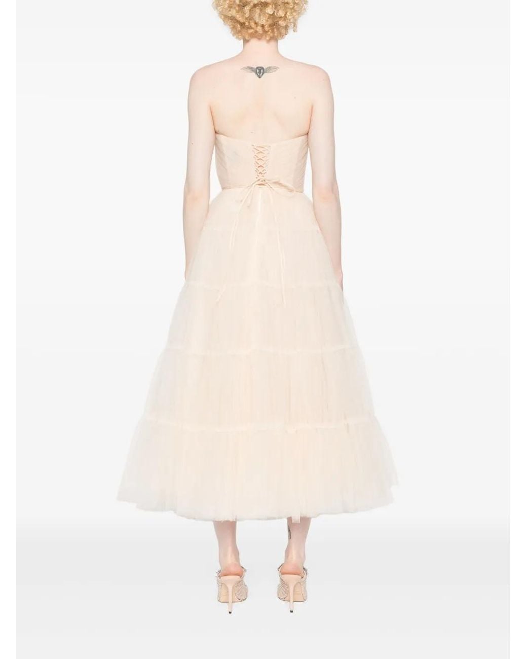 Ana Radu Natural Tulle Midi Dress